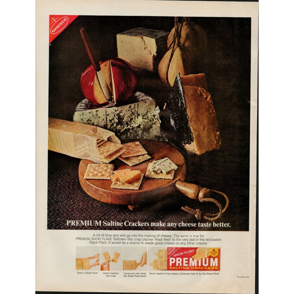 1965 Nabisco Premium Saltine Crackers Vintage Print Ad (L17)